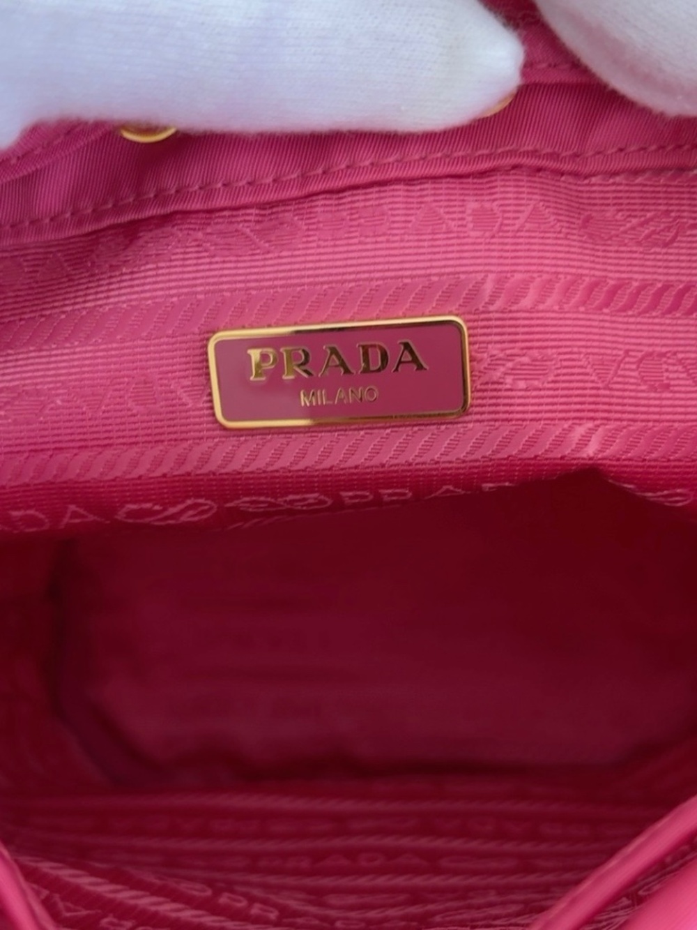 PRADA Fuchsia Tessuto Nylon Drawstring Wristlet Pouch - Picture 5 of 8